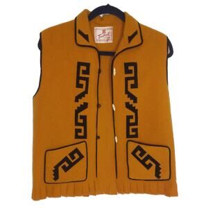 Vintage Tanbark Western Wear Cowgirl Rockabilly Wool Vest READ